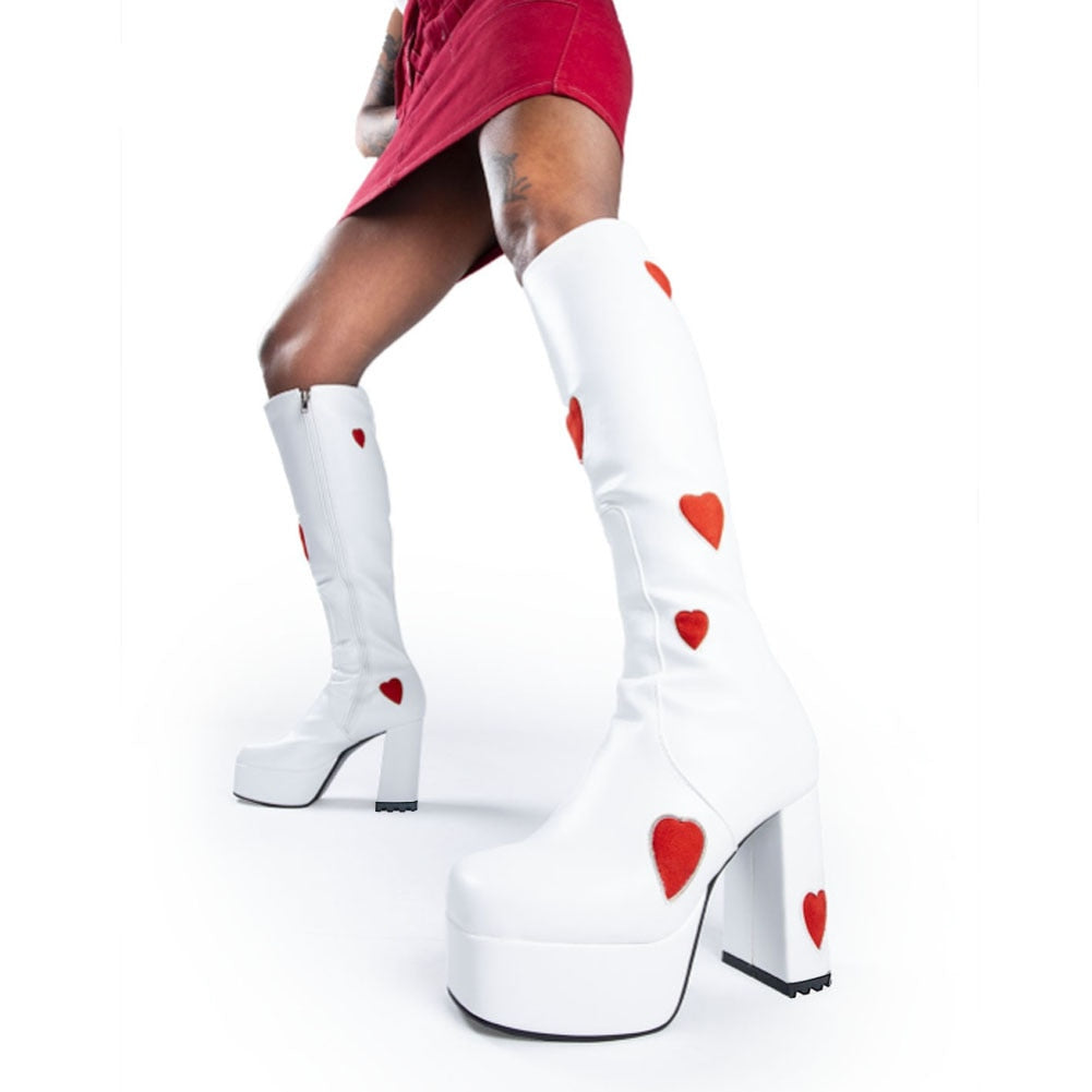 Queen Of Hearts Platform Boots