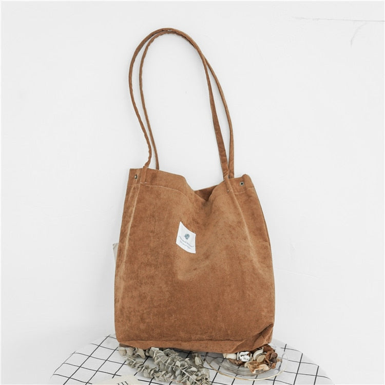 Simple Corduroy Tote Bag