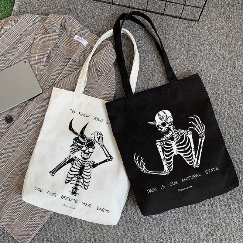 Y2K Skull Tote Bag