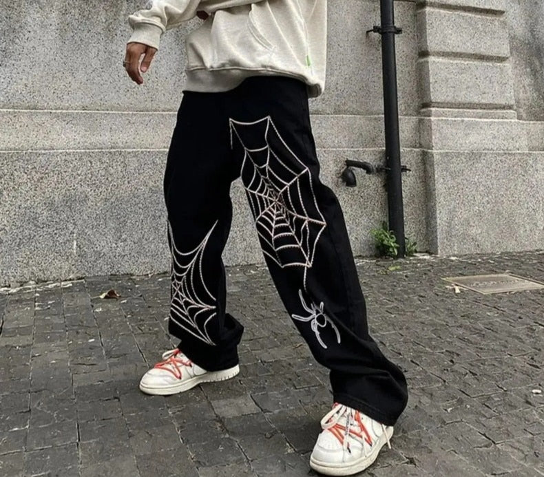 Spider Print Y2K Pants