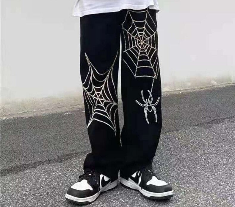 Spider Print Y2K Pants
